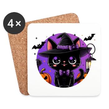 Cute kitten halloween v2 - Coasters (set of 4) - white - Front