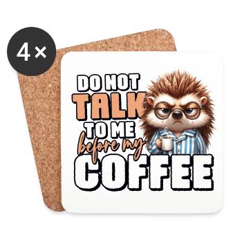 Grumpy hedgehog with coffee - Coasters (set of 4) - white - Front