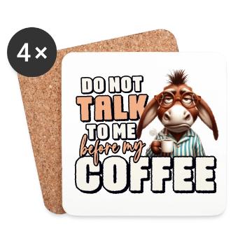 Grumpy donkey with coffee - Coasters (set of 4) - white - Front