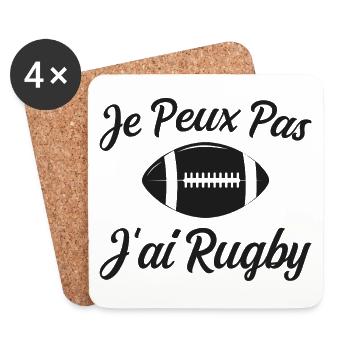 Ich kann nicht, ich habe Rugby-Humor-Geschenk - Untersetzer (4er-Set) - Weiß - Vorne