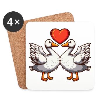 Goose Couple Heart - Coasters (set of 4) - white - Front