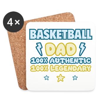 Basketball papa, Cadeau de fête des pères, Légendaire - Dessous de verre (lot de 4) - blanc - Devant