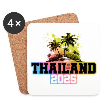 Thailand 2025 Palmen Bunt - Untersetzer (4er-Set) - Weiß - Vorne