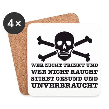 Wer nicht trinkt und wer nict raucht... schwarz - Untersetzer (4er-Set) - Weiß - Vorne