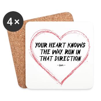 Follow Your Heart - Rumi Quote - Coasters (set of 4) - white - Front