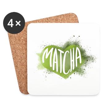 Matcha Tee Pulver Matcha Tee Pulver - Untersetzer (4er-Set) - Weiß - Vorne