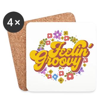 California Feelin Groovy Flower Power Retro - Coasters (set of 4) - white - Front