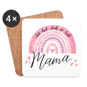 Mama, hab dich so lieb - Untersetzer (4er-Set) - Weiß - Vorne