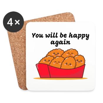 Chicken Nuggets Fast Food Lustiger Spruch - Untersetzer (4er-Set) - Weiß - Vorne