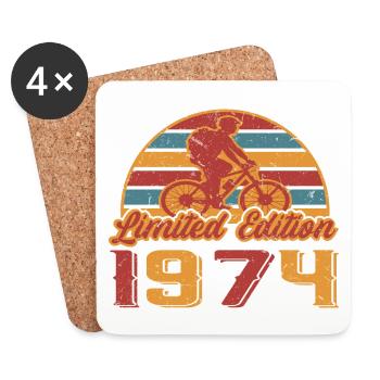 Fahrrad Fahrradfahrer Bike 1974 Geburtstag Baujahr - Untersetzer (4er-Set) - Weiß - Vorne