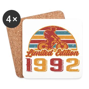 Bicycle Bike Cyclist Birthday Year 1992 - Coasters (set of 4) - white - Front