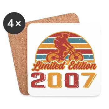 Bike Fahrrad Mountainbike Geburtstag 2007 - Untersetzer (4er-Set) - Weiß - Vorne