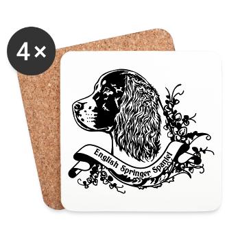 English Springer Spaniel mit Banner - Untersetzer (4er-Set) - Weiß - Vorne