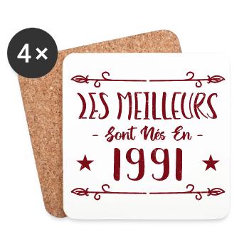 Les meilleurs sont nés en 1991 - Dessous de verre (lot de 4) - blanc - Devant