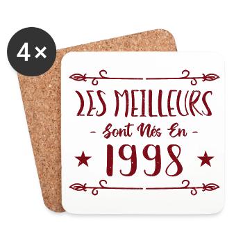 Les meilleurs sont nés en 1998 - Dessous de verre (lot de 4) - blanc - Devant