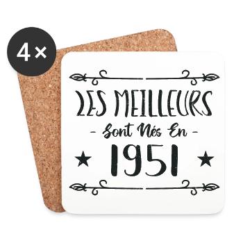 Les meilleurs sont nés en 1951 - Dessous de verre (lot de 4) - blanc - Devant
