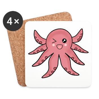 Octopus Marine Animals - Coasters (set of 4) - white - Front