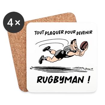 TOUT PLAQUER POUR DEVENIR RUGBYMAN ! (rugby) - Dessous de verre (lot de 4) - blanc - Devant