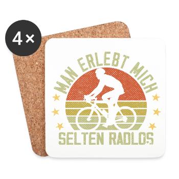 Radler Rennradfahrer Man Erlebt Mich Selten Radlos - Untersetzer (4er-Set) - Weiß - Vorne