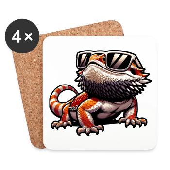 Bearded Dragon Lizard - Coasters (set of 4) - white - Front