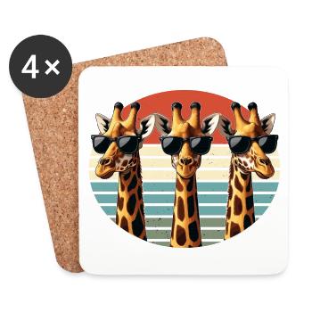 Lustige Giraffen gezeichnete Giraffe Geschenk - Untersetzer (4er-Set) - Weiß - Vorne