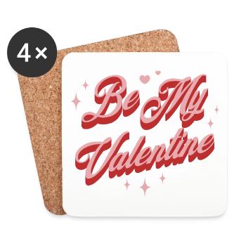 Valentinstag – Herzmotiv mit Schriftzug Geschenk - Untersetzer (4er-Set) - Weiß - Vorne