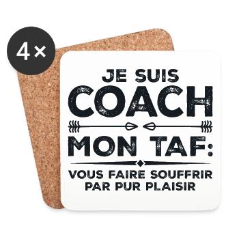 Je suis coach, Humour cadeau sportif coach - Dessous de verre (lot de 4) - blanc - Devant