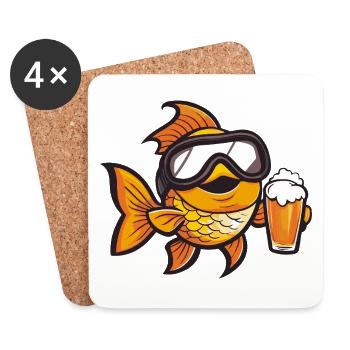 Goldfish Après-Ski Bière Bande Dessinée - Dessous de verre (lot de 4) - blanc - Devant