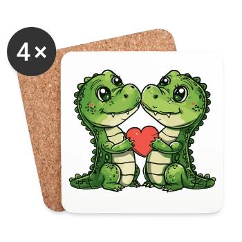 Alligator Paar Liebe - Untersetzer (4er-Set) - Weiß - Vorne