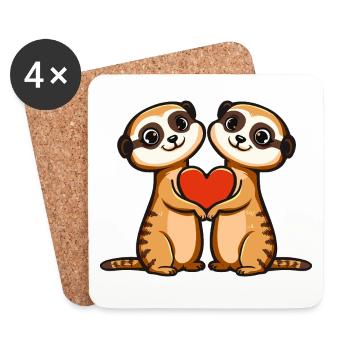 Meerkat Couple Valentine's Day - Coasters (set of 4) - white - Front