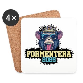 Formentera 2025 Affe - Untersetzer (4er-Set) - Weiß - Vorne