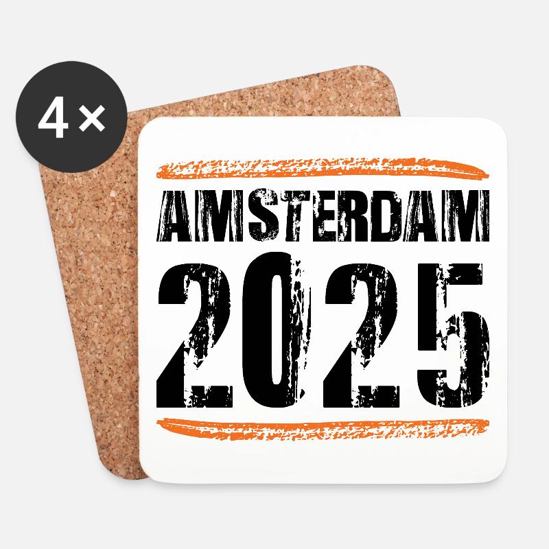 Amsterdam 2025 Spruch - Untersetzer (4er-Set) - Weiß