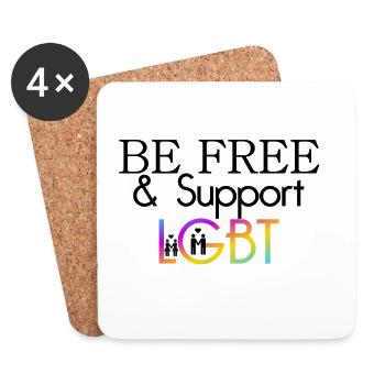 Be Free & Soutenez le cadeau LGBT - Dessous de verre (lot de 4) - blanc - Devant