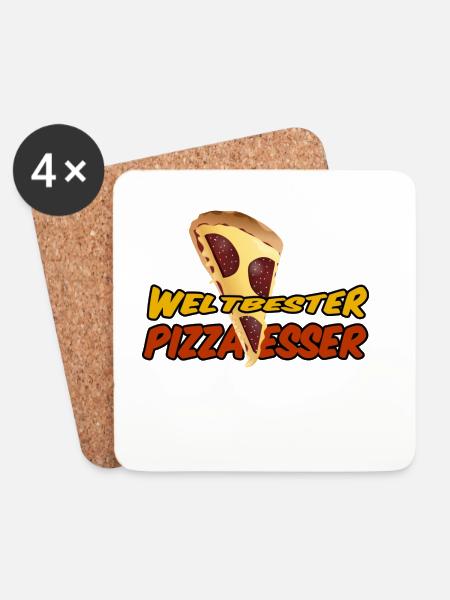 Weltbester Pizza-Esser Pizza, Italien, Geschenk - Untersetzer (4er-Set) - Weiß