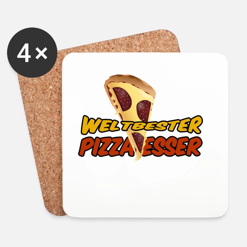 Weltbester Pizza-Esser Pizza, Italien, Geschenk - Untersetzer (4er-Set) - Weiß