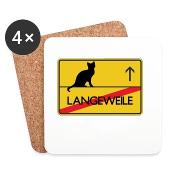 Ortsschild Katze Geschenk - Untersetzer (4er-Set) - Weiß - Vorne