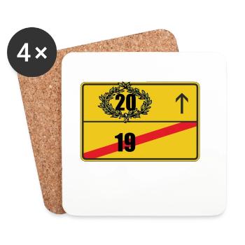 Ortsschild 20. Geburtstag Geschenk - Untersetzer (4er-Set) - Weiß - Vorne