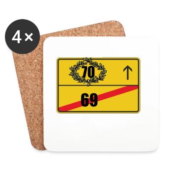 Ortsschild 70. Geburtstag Geschenk - Untersetzer (4er-Set) - Weiß - Vorne