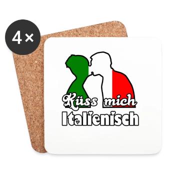 Küss mich Italienisch Geschenk - Untersetzer (4er-Set) - Weiß - Vorne