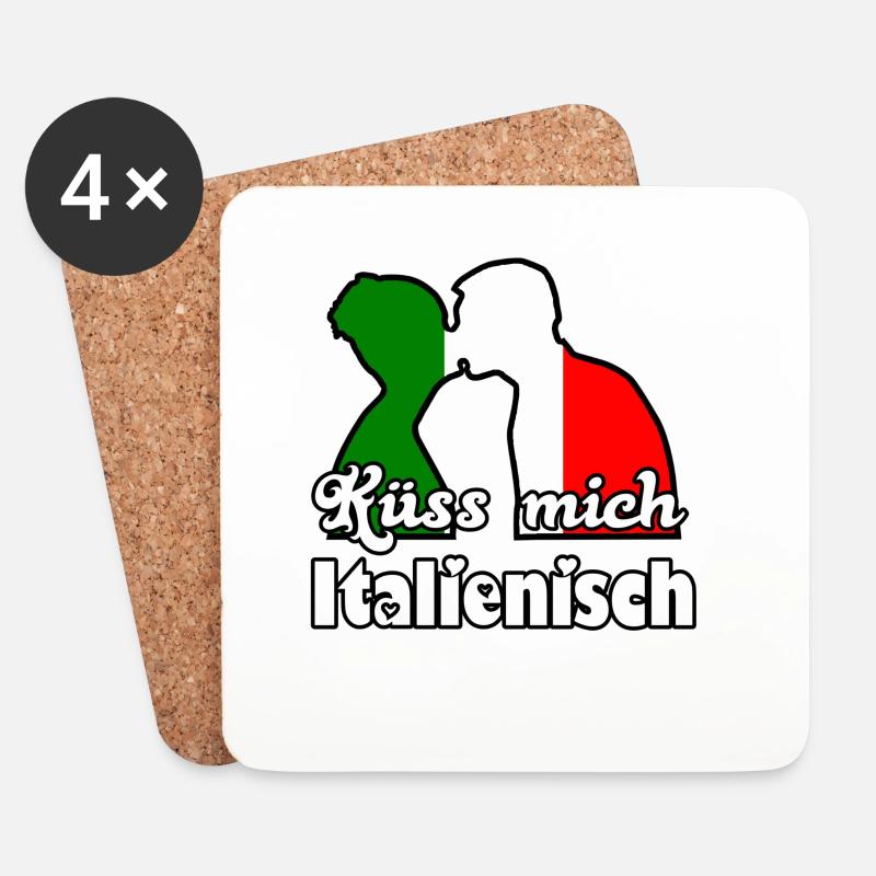 Küss mich Italienisch Geschenk - Untersetzer (4er-Set) - Weiß