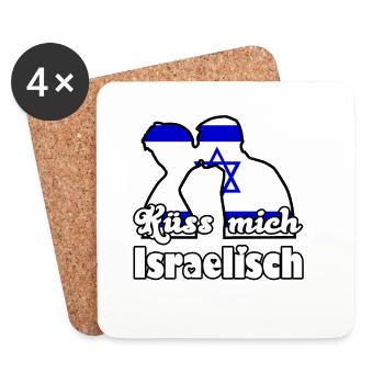 Küss mich Israelisch Geschenk - Untersetzer (4er-Set) - Weiß - Vorne