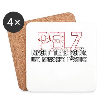 Pelz Tier Tiere Tierschutz Tierschützer Geschenk - Untersetzer (4er-Set) - Weiß - Vorne