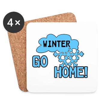 Neige d’hiver drôle de cadeau - Dessous de verre (lot de 4) - blanc - Devant