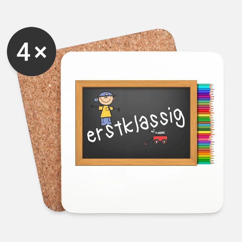 erste Klasse - Schulanfänger Jungs - Untersetzer (4er-Set) - Weiß