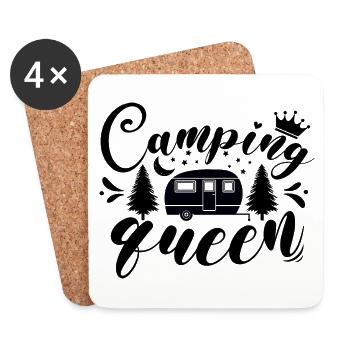 La reine du camping - Dessous de verre (lot de 4) - blanc - Devant