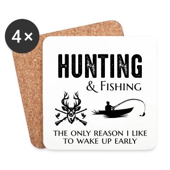 Jagd Angeln Jäger Fischer Outdoor Lustig - Untersetzer (4er-Set) - Weiß - Vorne