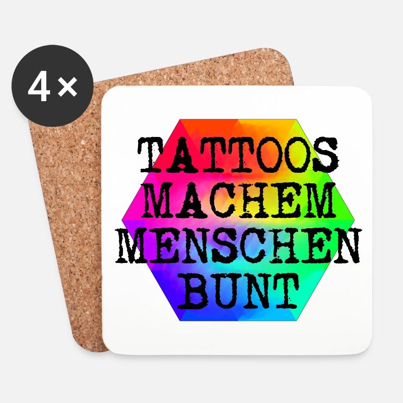 BUNTE mENSCHEN TATTOOS - Untersetzer (4er-Set) - Weiß