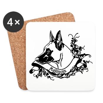 Malinois une bannière rétro n°2 - Dessous de verre (lot de 4) - blanc - Devant