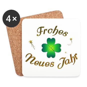 Frohes Neues frohes neues Jahr Neujahr - Untersetzer (4er-Set) - Weiß - Vorne
