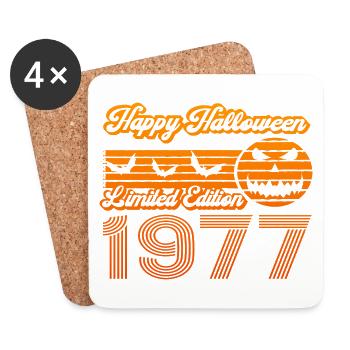 Pumpkin Halloween Birthday Year of Construction 1977 Vintage - Coasters (set of 4) - white - Front